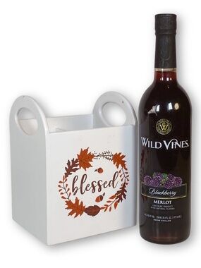 Boston Warehouse Blessed Autumn Fall Wood Painted Turn Table Flatware Caddy